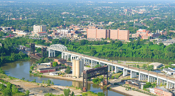 Ohio City aerial  cuyahoga river photos stock pictures, royalty-free photos & images