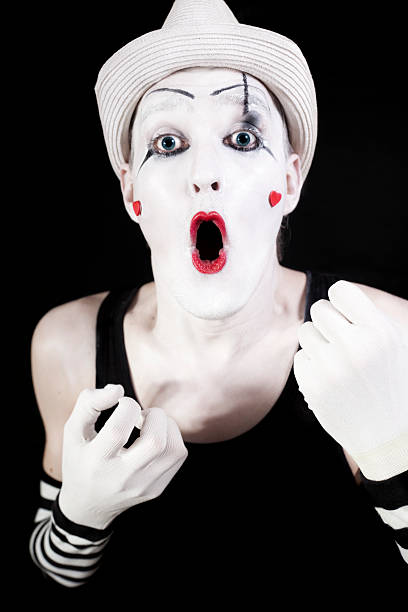 istock Ape mime in striped gloves and white hat 106361801