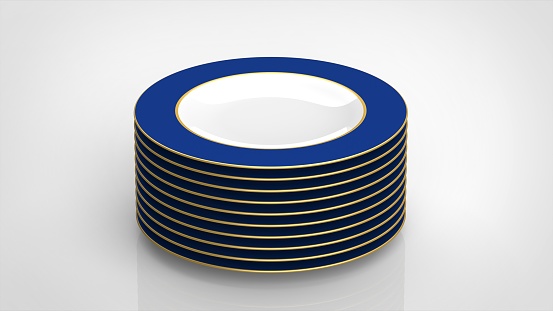 dish blue multiple 3d rendering