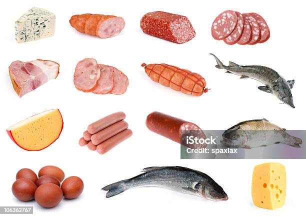 Collezione Di Salsiccia E Formaggio - Fotografie stock e altre immagini di Agnello - Carne - Agnello - Carne, Braciola, Carne