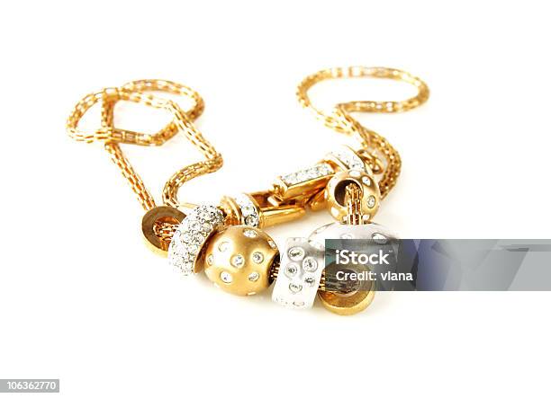 Golden Necklace Stock Photo - Download Image Now - Bead, Chain - Object, Color Image