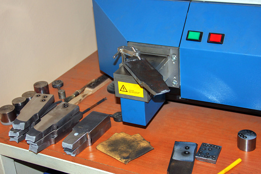 View of the chemical test analysis device for steel materials. The other name is spectrometer.