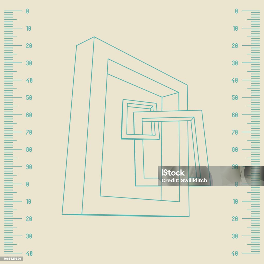 Three Rectangular 3d Frames Blueprint Stock Illustration - Download ...