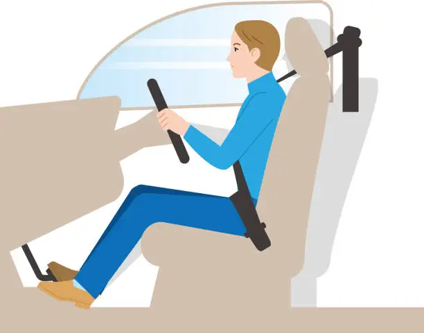Vector illustration of Driving posture of a car