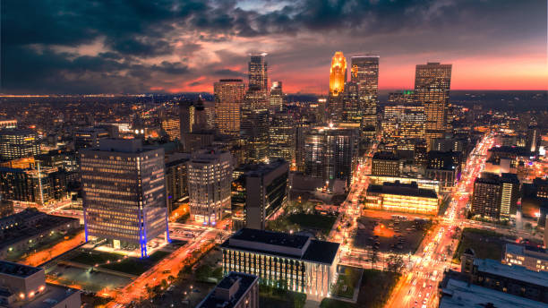 istock Minneapolis Skyline at Twilight - Aerial 1063631508