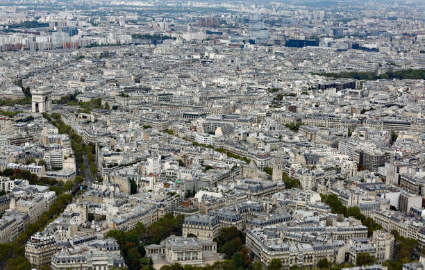istock Urban Panorama with Arc de Triomphe in Paris France 1063634788