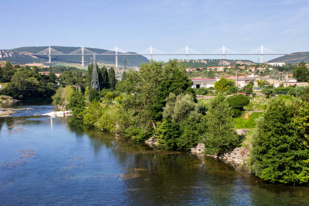 Tarn River Valley and Millau Viaduct, Aveyron Departement. One of the most beautiful bridges in the world, France
