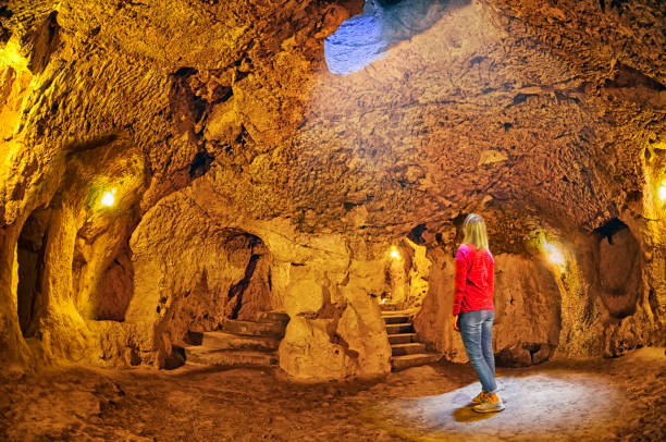 Derinkuyu cave  underground city, Cappadocia , Turkey stock photo