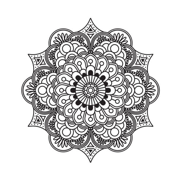 ilustrações de stock, clip art, desenhos animados e ícones de outline rangoli icon isolated on white background - mandala circle hinduism pattern