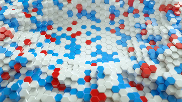 istock White red and blue hexagon shapes 3D render illustration 1063674048