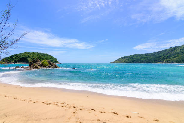 istock Beautiful wave on the beach, clear water 1063676478