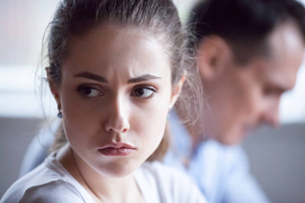 istock Close up of offended woman avoiding talking after fight 1063676670