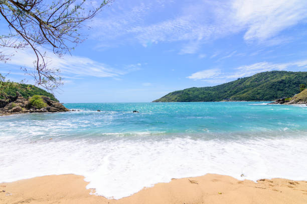 istock Beautiful wave on the beach, clear water 1063677504