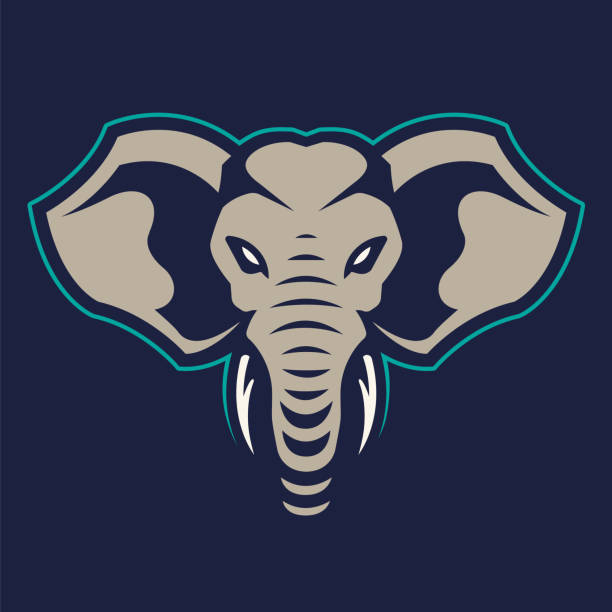 Elephant Mascot Vector Icon Elephant mascot vector art. Frontal symmetric image of elephant looking dangerous. Vector icon. elephant logo stock illustrations