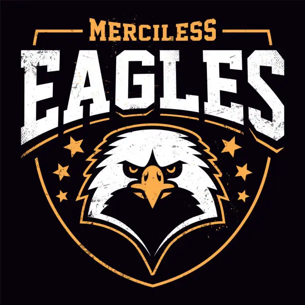 Vector illustration of Eagle Mascot Grunge Emblem Template