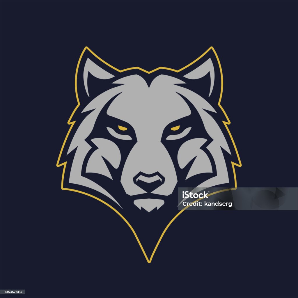 Wolf Mascot Vector Icon Wolf mascot vector art. Frontal symmetric image of wolf looking dangerous. Vector icon. Wolf stock vector