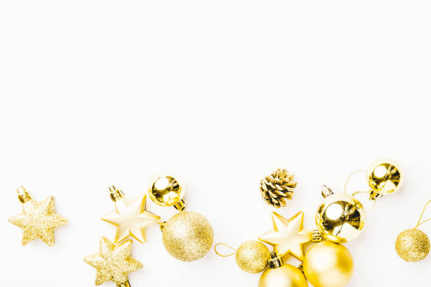 istock Christmas golden decoration on white 1063680768