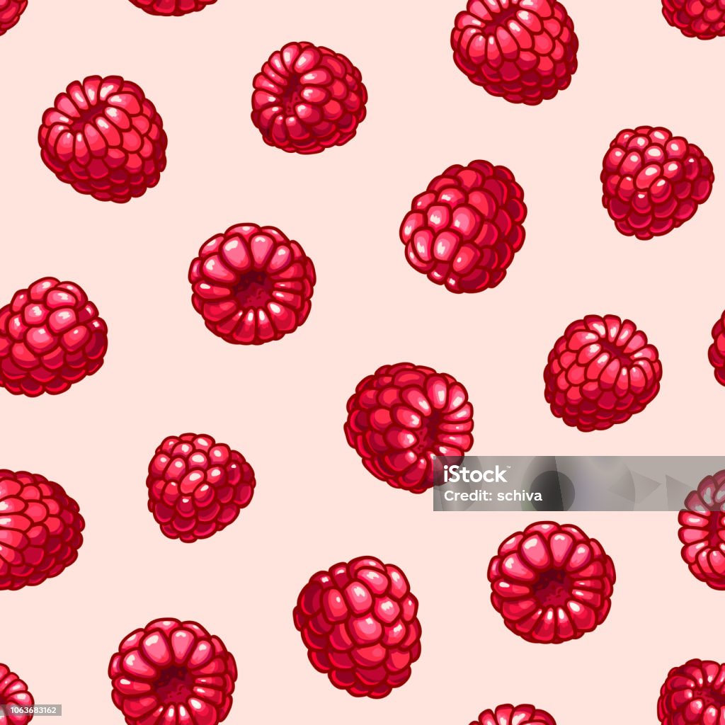 Raspberry vector seamless pattern. - Royalty-free Framboesa arte vetorial