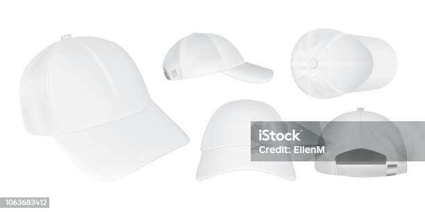 White Caps From Different Sides On A White Background Vector Stock Illustration - Download Image Now