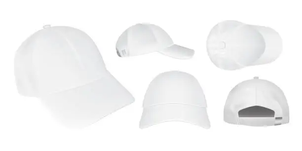 Vector illustration of white caps from different sides on a white background Vector
