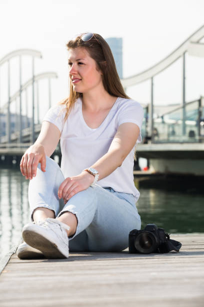 istock Positive girl is relaxing at berth 1063685284