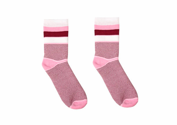 istock Pink striped socks isolated on white background 1063688064