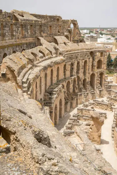 Photo of Roman amphitheater in El Djem in Africa, Tunisia