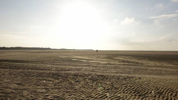istock One person walking at a lonely beach at sunset 1063688850