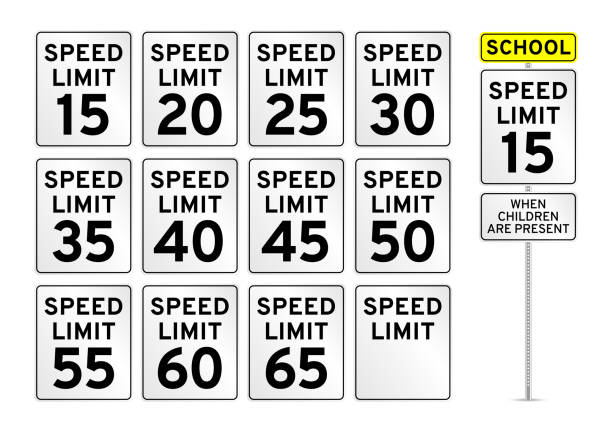 Speed Limit Road Sign Set Speed Limit Road Sign Set speed limit sign stock illustrations