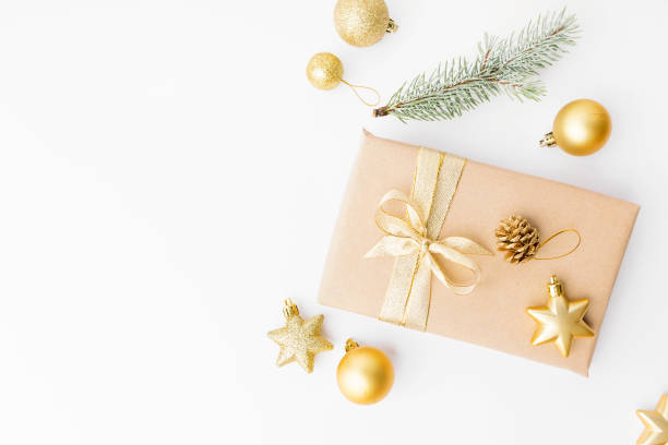 istock Christmas golden decoration on white 1063693012