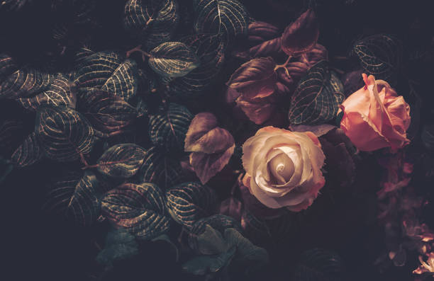 Artificial Flowers Wall for Background in vintage style