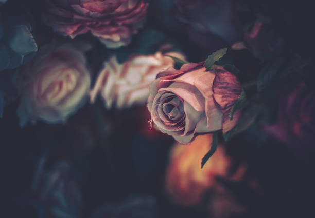 istock Artificial Flowers Wall for Background in vintage style 1063693806