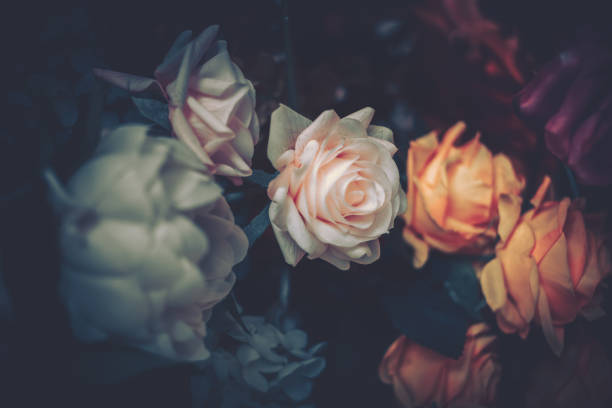 istock Artificial Flowers Wall for Background in vintage style 1063693840