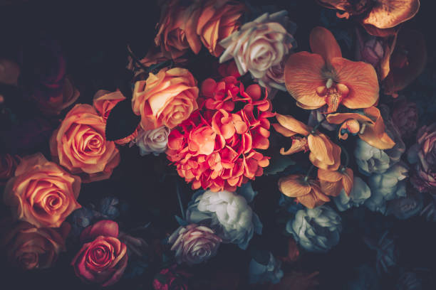 istock Artificial Flowers Wall for Background in vintage style 1063693868