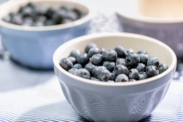 Blueberries in small gray shell on light blue background - Close up Blueberries in a small grey skin on a light blue background - Close up amerikanische heidelbeere stock pictures, royalty-free photos & images