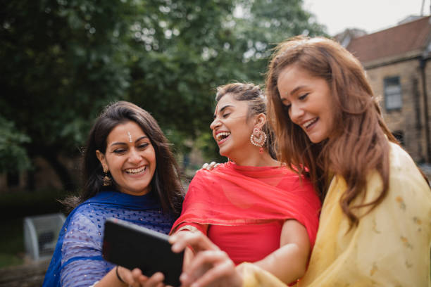 istock Three Woman is Sari's Taking a Selfie 1063696632