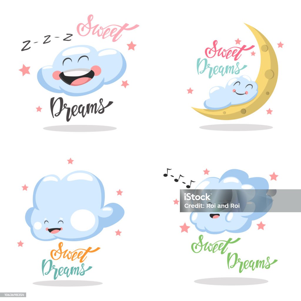 Sweet Dreams Vẽ Tay Chữ Với Những Đám Mây Hoạt Hình Dễ Thương Với ...