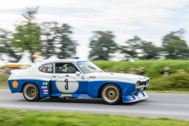 Ford Capri RS classic 1970s racing car doing a demonstration drive during the 2017 Classic Days event at Schloss Dyck.