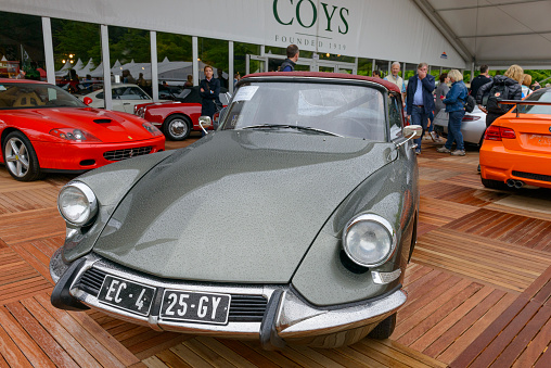 Citroën DS 19 Cabriolet classic French luxury convertible car.  The car is on display during the 2017 Classic Days event at Schloss Dyck