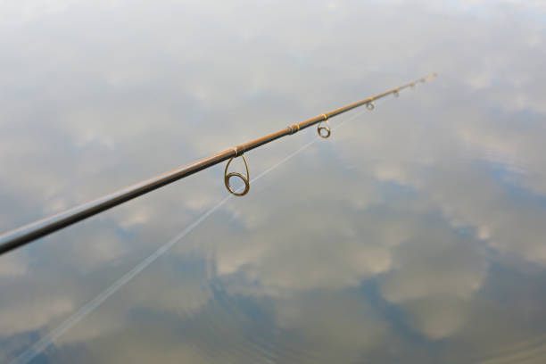 istock fishing rod on background of water with reflected clouds 1063700666