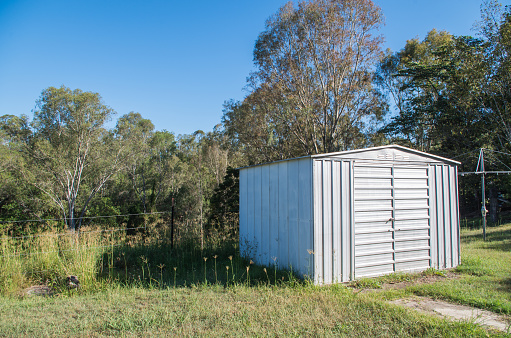 Australian tin shed in a rural backyard