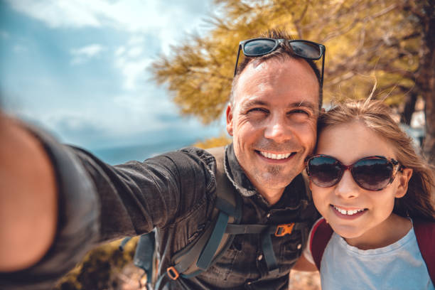 istock Father and daughter making selfie with smart phone 1063703412
