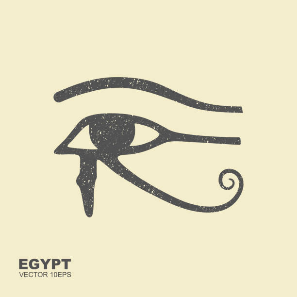 The ancient Egyptian Moon sign. Vector icon with scuffed effect The ancient Egyptian Moon sign. Vector icon with scuffed effect horus stock illustrations