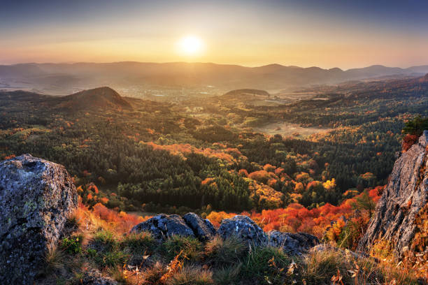 istock Sunrise autumn panorama from peak - Slovakia, Handlova 1063706584