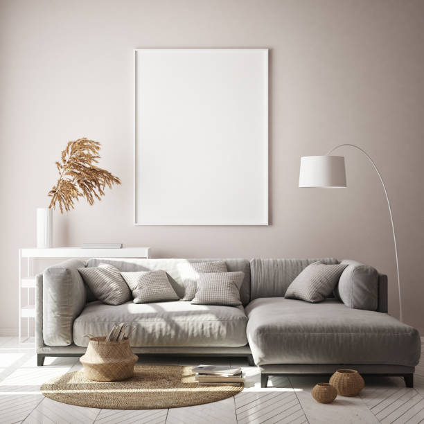 istock mock up poster frame in modern interior background, Scandinavian style, 3D render 1063716626