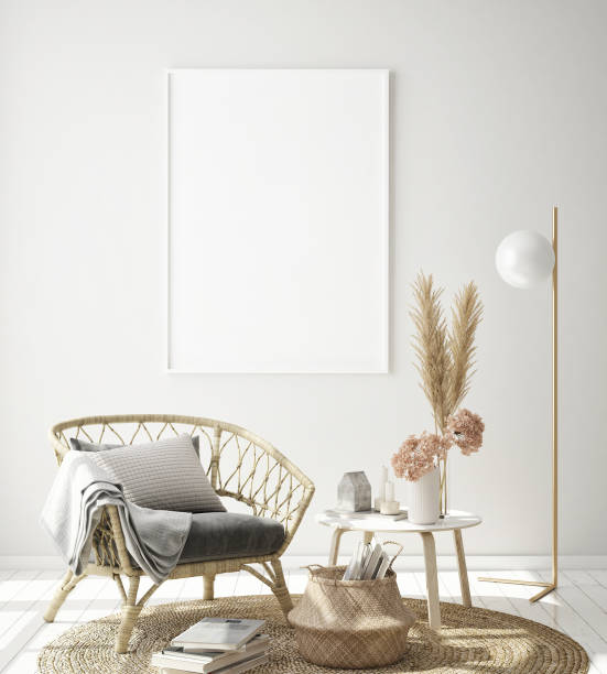 istock mock up poster frame in modern interior background, Scandinavian style, 3D render 1063716652
