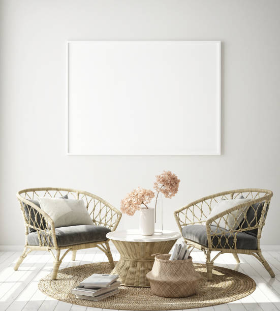istock mock up poster frame in modern interior background, Scandinavian style, 3D render 1063716676