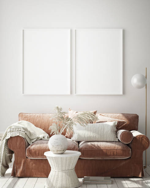 istock mock up poster frame in modern interior background, Scandinavian style, 3D render 1063716688
