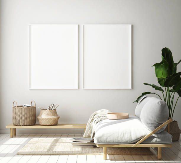 istock mock up poster frame in modern interior background, Scandinavian style, 3D render 1063716730