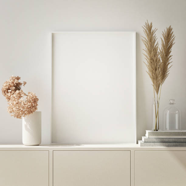 istock mock up poster frame in modern interior background, Scandinavian style, 3D render 1063716754